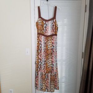 Wrangler Retro Dress, S, multi-color snake print/white background, rayon